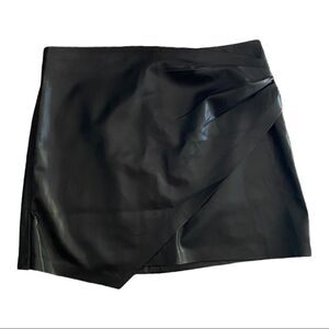 MNG Skin effect faux leather wrap mini skirt XXL Wednesday goth